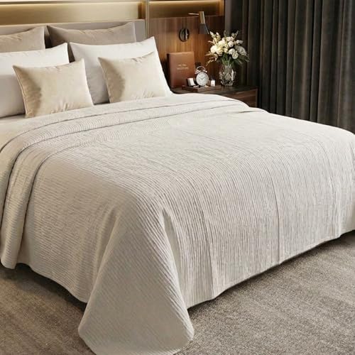 Image of 100% Cotton Muslin AC Blanket | 4 Layer Textured Breathable Summer Throw | Lightweight Blanket for AC Rooms | All Season Comfort Dohar | 150x220 cm | Off White