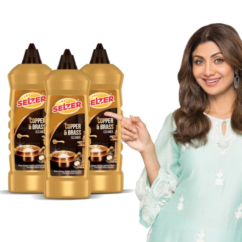 Image of Selzer Copper, Bronze & Brass Cleaner 250 ml Each | Pack of 3 | Zero Abrasives & Zero Scratches | Plant Based Cleaner for Copper, Brass, Bronze, Cookware, Idols & Diyas