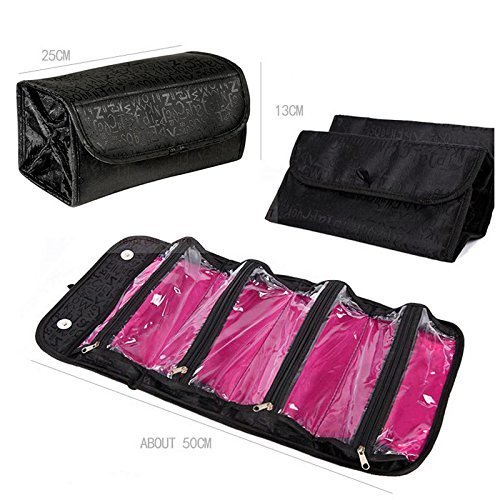 Roll Up Travel Cosmetic Makeup Jewelry Toiletry Bag Organizer Camping Accessories Holder