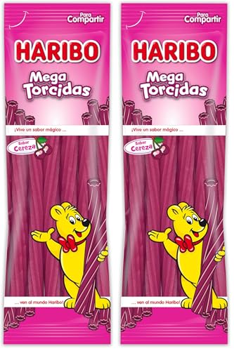 Haribo MEGA TORCIDAS CEREZA 200G (Paquete de 2)