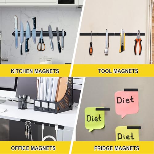 Image of MIKEDE 9 Pcs Magnets, Waterproof Strong Neodymium Bar Magnets with Epoxy Coating and Adhesive, Rare Earth Magnet, Strong Magnet Heavy Duty for Tool Room, Kitchen, Whiteboard - 2.36 x 0.39 x 0.20 in