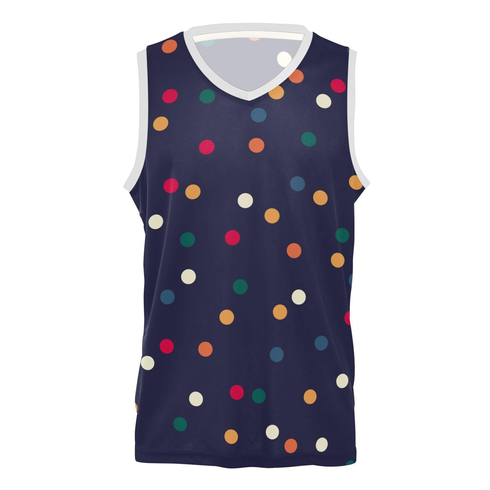 TSENQUE Colorful Polka Dots V-Neck Basketball Jerseys Women's Basketball Jersey Team Uniforms for Sports