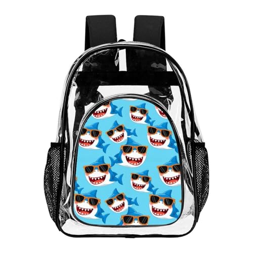 Lightweight Comfy Clear Bags with Adjustable Straps Shark for Adults Outdoor Sports, Concerts, Beach Vacation, Outings Use
