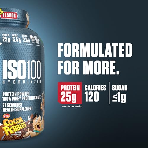Image of Dymatize x Cocoa Pebbles ISO100 Whey Protein Powder Isolate, 25g of Protein, 5.5g BCAAs, 120 Cal., Gluten Free, 1g Fat, 1g Sugar, 2g Carb (71 Servings)