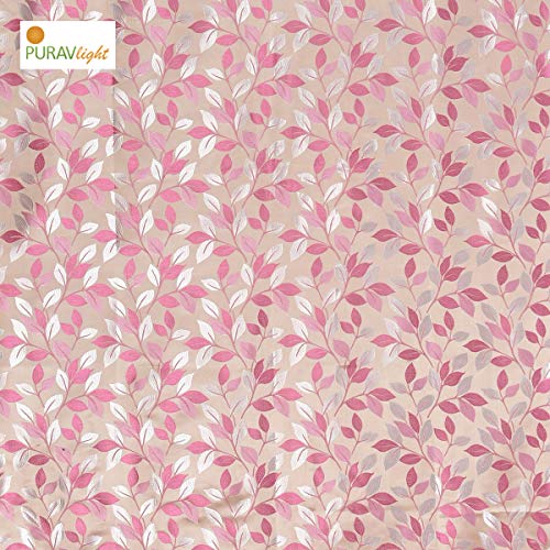 Image of Purav Light Jacquard Curtains Set of 3 Piece 5 Feet Long for Window & Living /Bedroom, Room Darkening Jute Polyester Weaved Parda, 3PC (Window - 5 Feet,Pink)