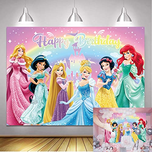 Fondo de Princesa de Cuento de Hadas Fondo de cumpleaños de Princesa Colorido Fondo de Fiesta...