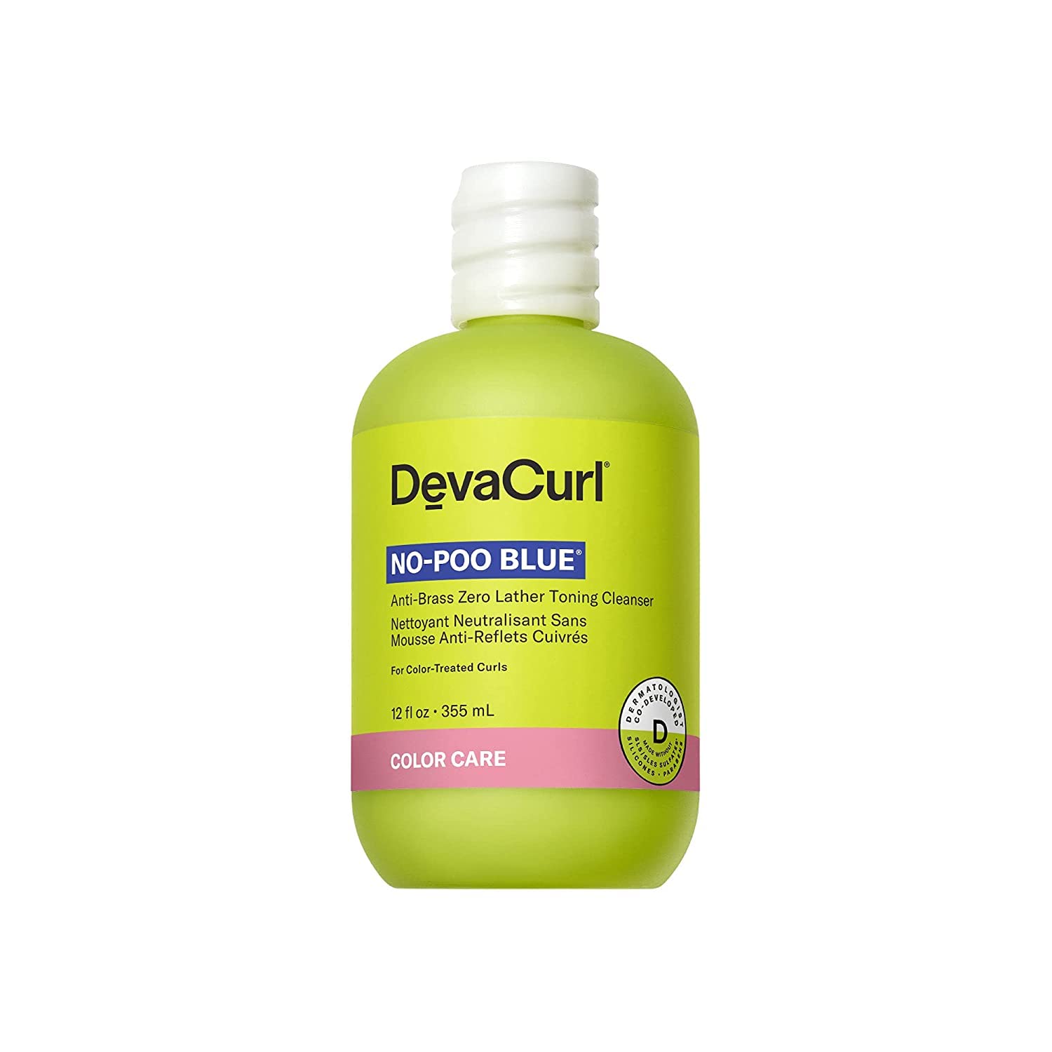 DevaCurl No-Poo Blue® Anti-Brass Zero Lather Toning Cleanser, Superfruits, 12 fl. oz.