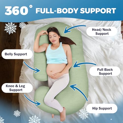 Image of Pregnancy Pillows for Sleeping - 57-Inch Maternity Pillow for Pregnant Women with Removable Washable Cover - Support for Back, Belly, Neck, Legs, & Hips - V C U Shaped Full Body Pillow