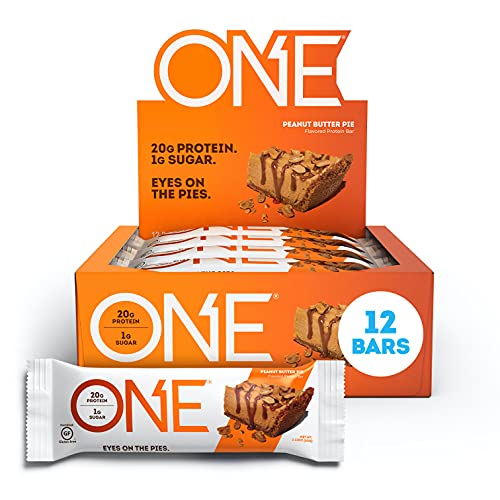 ONE Protein Bars, Peanut Butter Pie, Gluten Free Protein Bars with 20g Protein and only 1g Sugar, Guilt-Free Snacking for High Protein Diets, 2.12 oz (12 Pack)