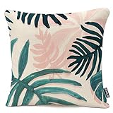 oFloral Throw Pillow Covers Vintage Palm Banana Leaves Pillowcases Cotton Linen 18 x 18 Inch Square...