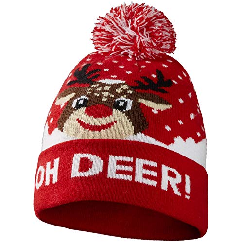 Gehäkelte Weihnachtsmütze 30 dressforfun 303622 Unisex Weihnachts Bommel Mütze OH DEER, lustiges...