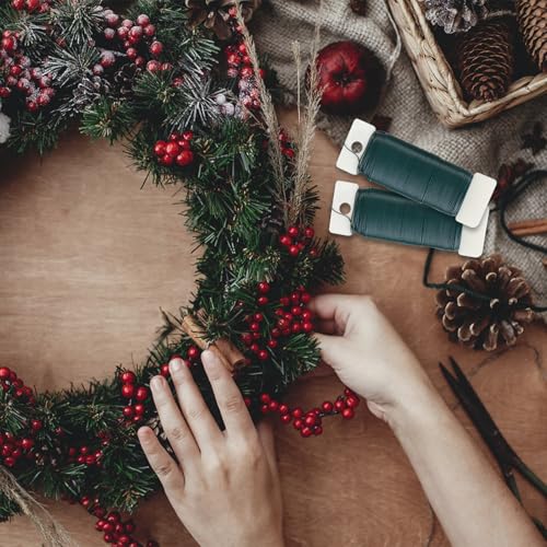 3 pack 110 yards green floral wire 22 gauge with wire cutter ideal for crafts christmas wreaths tree garland amp floral arrangements