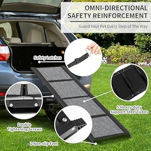 Fixwal Dog Ramp for Car, 63" Long & 17" Extra Wide Dog Car Ramp Up to 250LBS Enter A Car SUV & Truck, Folding Portable Pet with Non-Slip Rug Surface for Medium & Large Dogs Fixwal Dog Ramp for Car 63 Long 17 Extra Wide Dog Car Ramp Up to 250LBS Enter A Car SUV Truck Folding Portable Pet with Non Slip Rug Surface for Medium Large Dogs