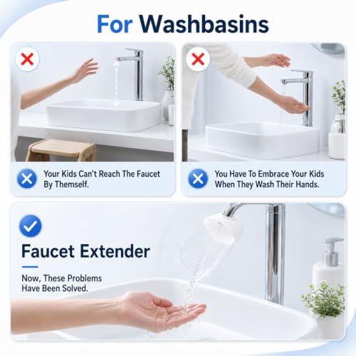 Image of Gjinxi 2PCS Bathtub Extender Silicone Faucet Extender for Kids Kitchen Sink Bathtub Spout Baby Bathroom Faucet Extenders for Kids Hand Washing Faucets Extenders Fit for Most Faucets