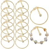 12 Pcs Snake Chain Bracelets for Jewelry Making Adjustable Snake Charm Bracelet Bulk 7.87 Inch Bendable Chain Extender with Heart Lobster Clasp for DIY Valentine's Day Women Girls Jewelry (Gold)