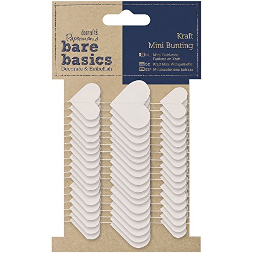 Papermania Bare Basics Kraft Mini Herzen Wimpelkette, weiß