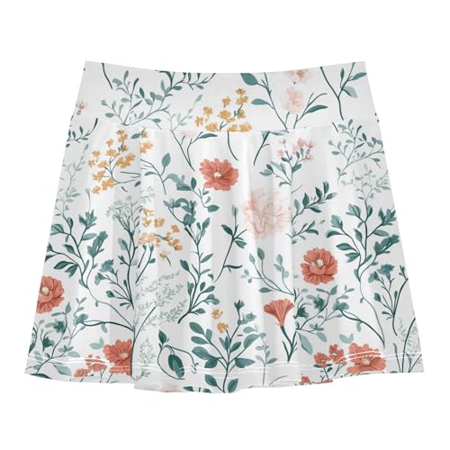 Girls Skorts with Shorts Flowy Girl Skorts Youth Cheer Skirt with Pockets