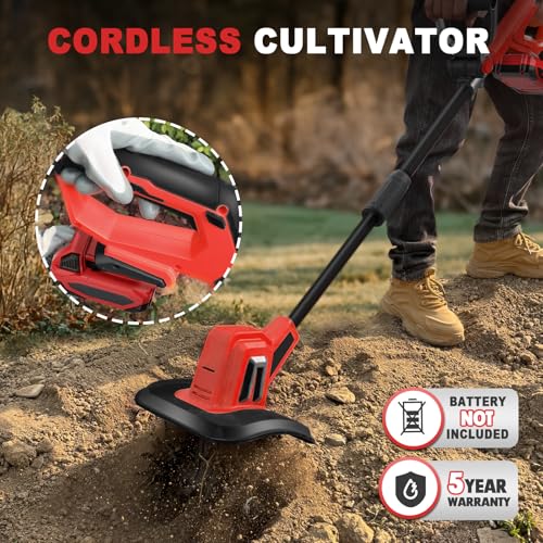 MaxMore Cordless Tiller Cultivator Compatible with Milwaukee 18V Battery , Electric Garden Rototiller with 48 Steel Tine - Additional View
