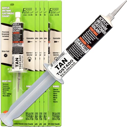Image of Finish Line Caulk 30mL Pre-Filled Precision Caulk Applicator Tan 5-Pack | Clean, Controlled Application with Less Mess and Rework