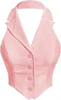 Blazer feminino assimétrico frente única cropped sem mangas