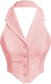 Blazer feminino assimétrico frente única cropped sem mangas