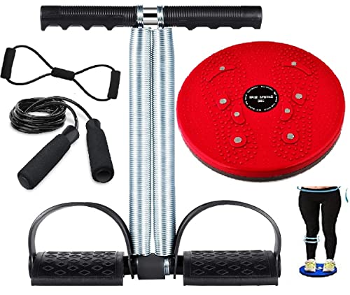 Tummy Trimmer and Twister & Skipping Rope & Toning Tube (4 IN1 Combo) Abs Exercise Equipment Core Abdominal Exerciser Home Gym Accessories Fitness Exercise Equipment For Men Women