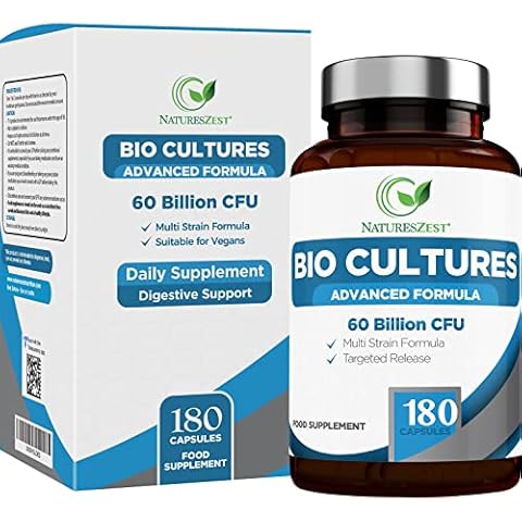 Bio Cultures Complex Probiotics 60 Billion CFU with Prebiotics - 180 Vegan Capsules - Lactobacillus Rhamnosus & Lactobacillus Gasseri - 6 Month Supply - Probiotics for Women & Men - Packaging May Vary Cover