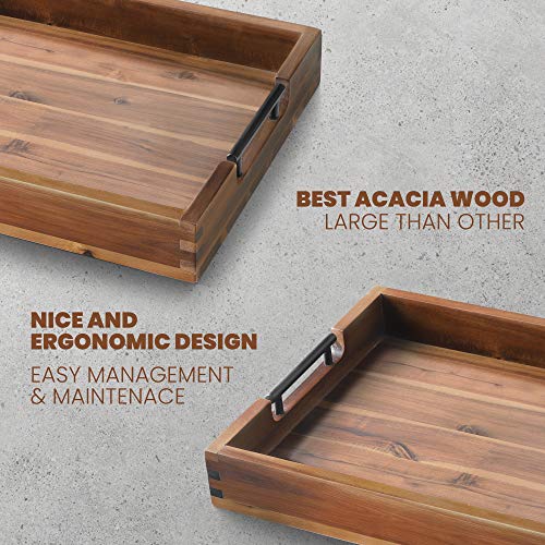 Rakyto Ottoman Tray, 16.5 Inchx12.5 Inch Acacia Wood Serving Tray thumb #4