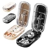 2 Stück Tablettenteiler, Tablettenteiler für Alle Tabletten, 1/2 & 1/4 Unterteilt, Tablettenschneider für Kleine und Große Tabletten, Pillenteiler mit Aufbewahrungsfach für Reise,Haustier