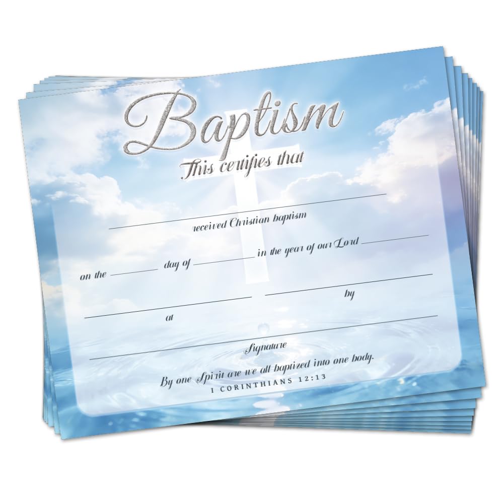 DOODLREAM 30Pcs Sea Clouds Patterns Baptism Certificates 25 x 20 cm