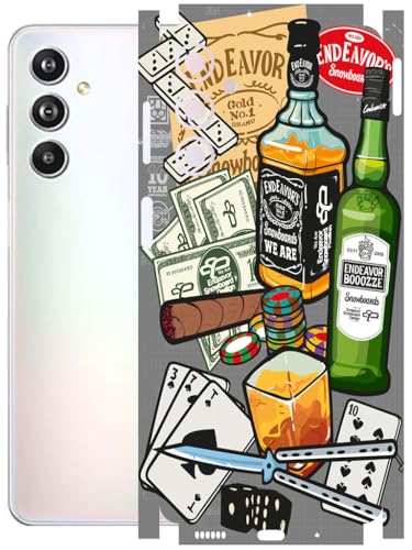 Image of AtOdds - Full Body Back Screen Guard Protector Film - Lamination Wrap Skin Sticker Compatible with Samsung Galaxy F54 (5G) | Scratchproof Matte Finish (Wine Graffiti)