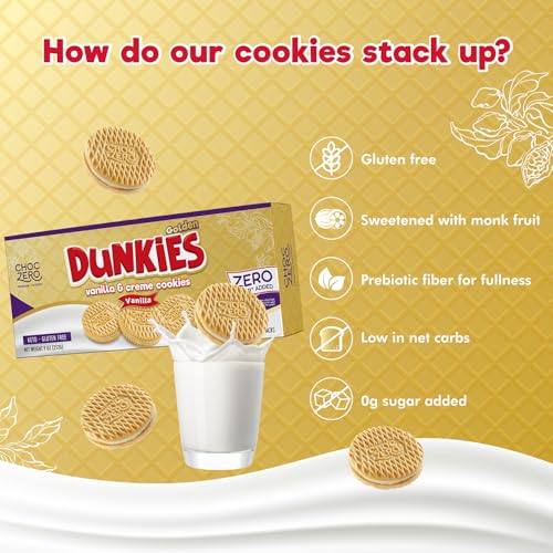 image for ChocZero Gluten-Free Vanilla Sandwich Cookies with Creme - Low Sugar, 
