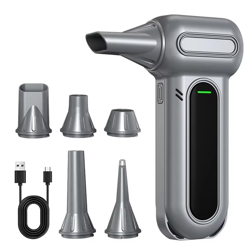 Souffleur d'air Électrique, Souffleur d'air, Moteur sans Balais à 3 Vitesses, 400000 RPM, Ventilateur Turbo Super Puissant, Rechargeable pour Voiture/PC/Maison.