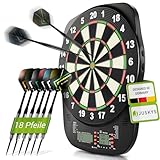 Juskys Elektronische Dartscheibe mit 32 Spielen & 359 Varianten, LCD-Display, USB-C, Pfeile & Zubehör, für bis zu 8 Spieler, Netz- & Batteriebetrieb