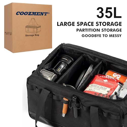 COOZMENT 35L Camping Bag,Tactical Duffle Bag with Waterproof Bottom,Shoe Bag for Travel/Outdoor with 3 Adjustable Dividers,Picnic Camping Organizer,Multi-functional Duffel Bag for Camping/Sports/GYM - Image 3
