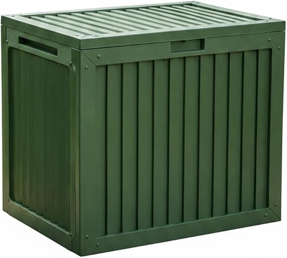 Porsima 161001-005 130LT Kilitli Organizer Kapaklı Bahçe Balkon Kiler Sandığı Çok Amaçlı Depolama Sandığı Yeşil