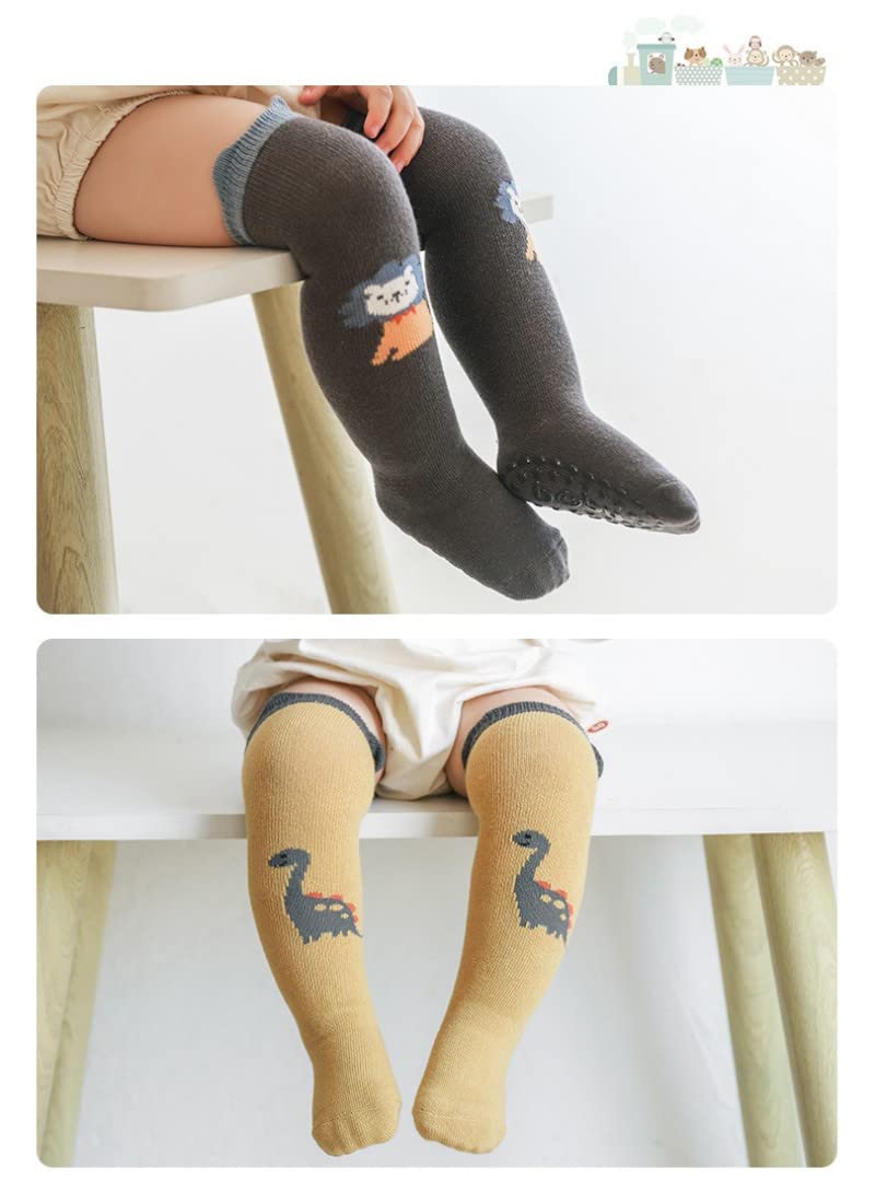 BEHELE Baby Non Slip Grip Socks Toddler Knee High Anti Skid Slipper Socks for Unisex Boys Girls Newborn Infant (as1, age, 0_month, 12_months, S)
