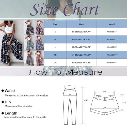 Women's Vintage Floral High Waist Wide Leg Pants Casual Loose Fit Trousers Womens Dress Leggings Pants3