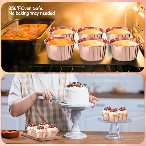 Image of 300 Pack Champagne Gold Cupcake Liners Disposable Foil Muffin Cup