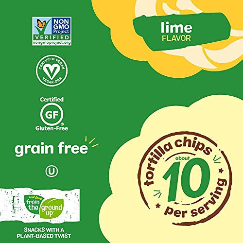 REAL FOOD FROM THE GROUND UP Cauliflower Tortilla Chips - 6Count, 4.5 Oz Bags (Lime)
