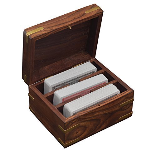 Buy storeindya Handmade Wooden Decorative Playing Card Box Organizer
