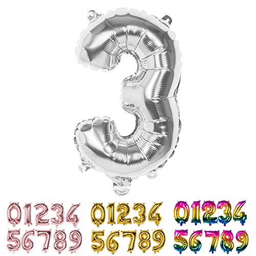 Boland 22013 Ballon en mylar chiffre 3 Argenté 36 cm