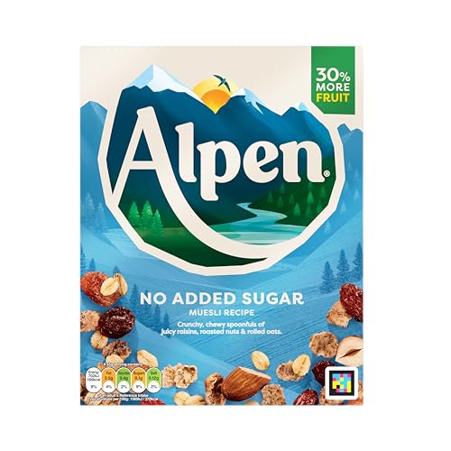 Alpen No Added Sugar Muesli Breakfast High in Fibre Vegetarian Low Sugar 550g