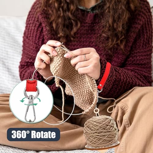 Image of 2Pcs Portable Wrist Yarn Holder with Leather Strap(Bee & Cat) | Knitting and Crocheting Craft Tool for Crochet Trave