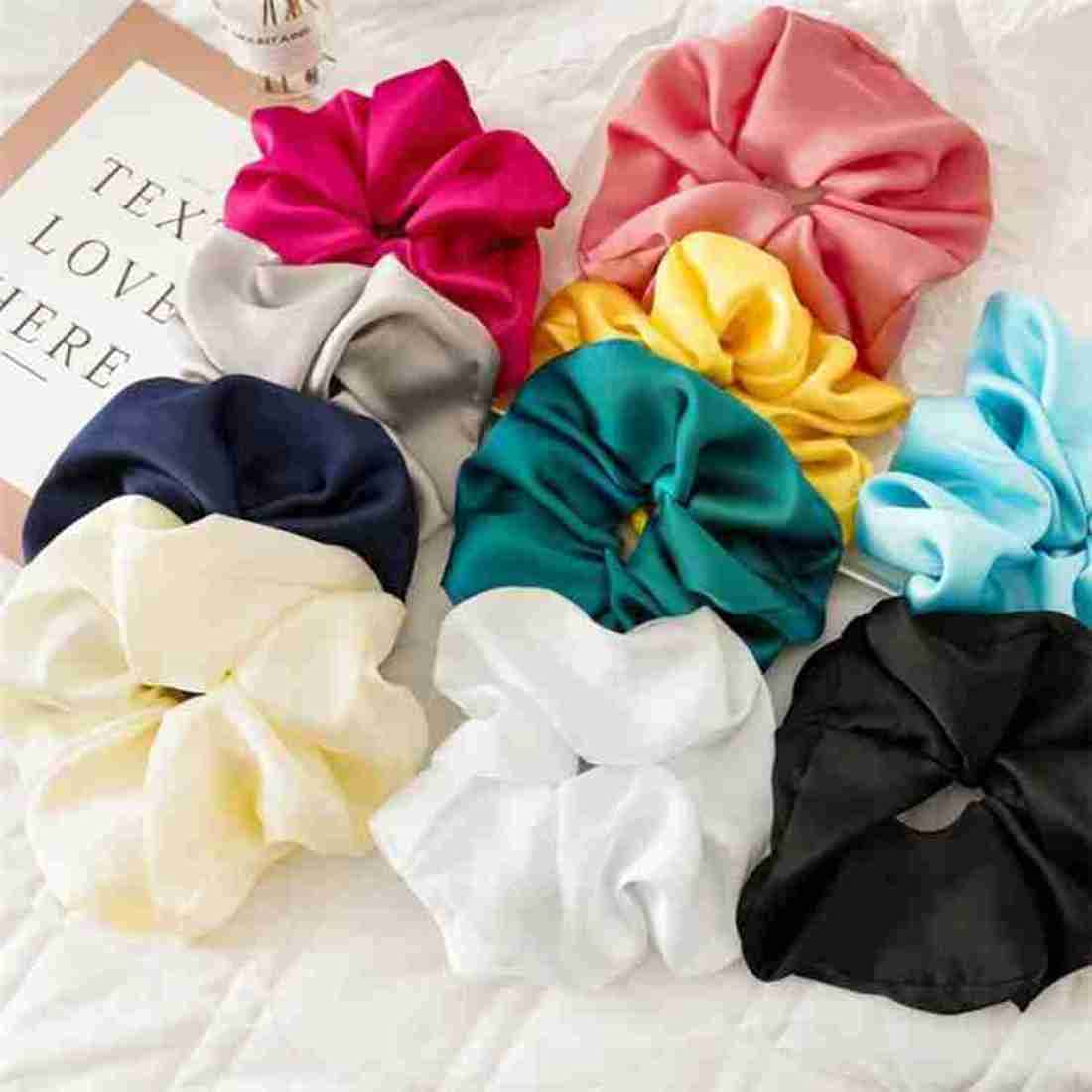 Snowpearl 6 - Pieces Korean Style Pearl Barrettes Women's Set Hairpin Korean Style Hair Clip and 02 Pieces Multicolor Satin Hair Scrunchies, Ponytail Holder 3