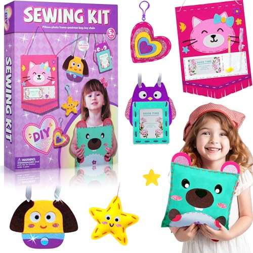 Aimiffy Kids Sewing Kit for Girls - Beginner Arts & Crafts,Make 6...