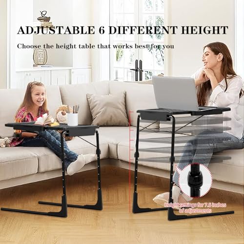TV-Tray-Table-TV-Dinner-Table-Folding-Table-w6-Height-3-Tilt-Angle-Comfortable-TV-Dinner-Tray-for-Eating-Laptop-Table-with-Cup-Holder-Adjustable-TV-Table-for-Working-on-Couch-Laptop-Bed TV Tray Table TV Dinner Table Folding Table w6 Height 3 Tilt Angle Comfortable TV Dinner Tray for Eating Laptop Table with Cup Holder Adjustable TV Table for Working on Couch Laptop Bed