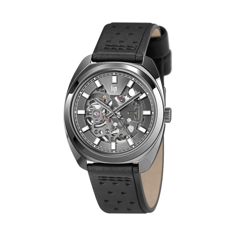Lip Général De Gaulle 39 Montre Homme Automatique Acier Gris Cuir Noir 671381