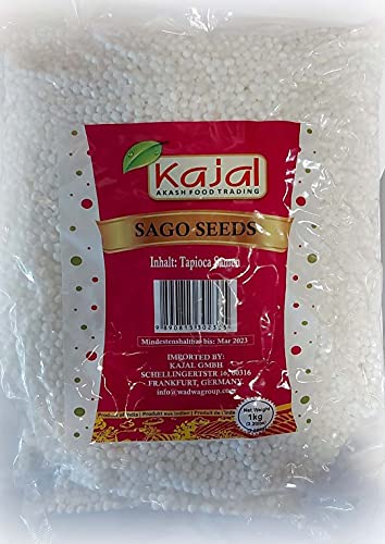 Kajal Sago Tapioka - Perlas de té burbujeado, perlas de TAPIOKA (1 x 1 kg)