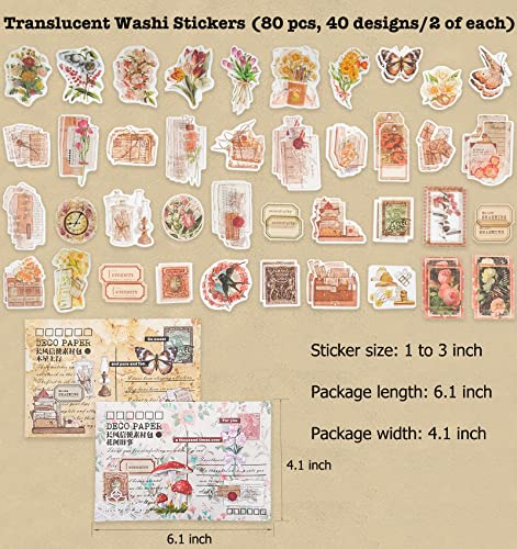 image for Knaid 200 Piece Vintage Ephemera Bundle - Paper & Sticker Kit for Junk
